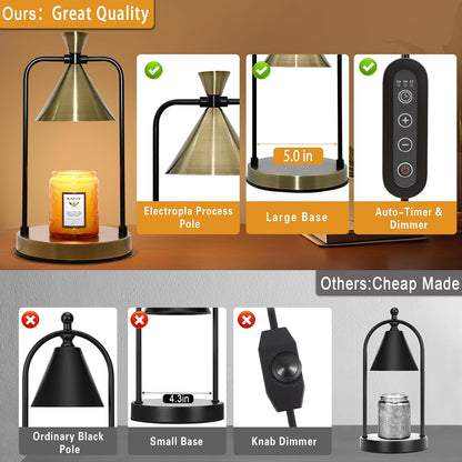 XJZJY Candle Warmer Lamp with Timer Dimmer,Unique Birthday Gifts for Women Mom,House Warming Gifts New Home Room Decor,Wax melt Warmer for Scented Wax Jar Candles,Black-Large