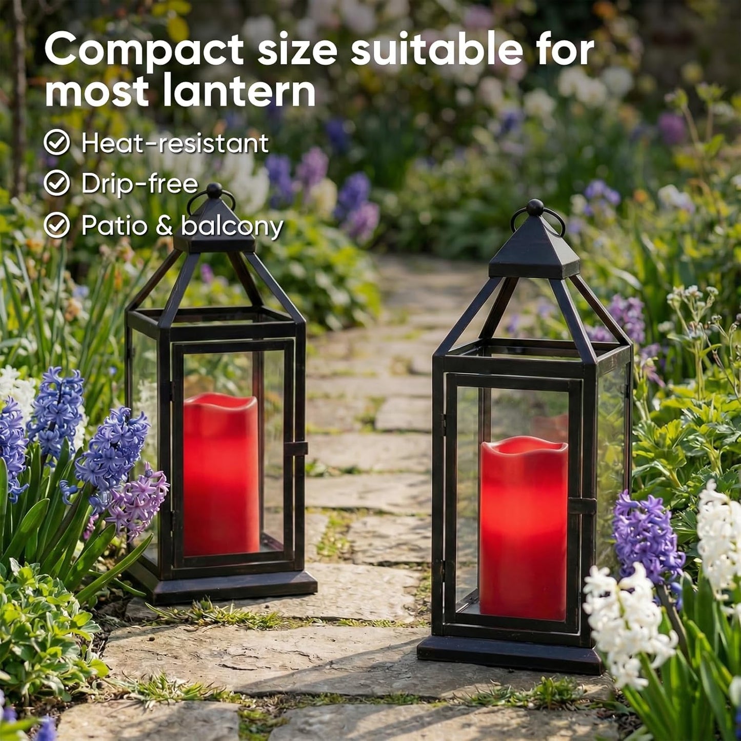 Amagic 3" x 6" Waterproof Outdoor Flameless Candles, Battery Operated Candles with Remote and Timer, Flickering LED Pillar Candle for Outside Patio Garden and Indoor Home Decor, Ivory, Set of 2