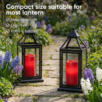 Amagic 3" x 6" Waterproof Outdoor Flameless Candles, Battery Operated Candles with Remote and Timer, Flickering LED Pillar Candle for Outside Patio Garden and Indoor Home Decor, Ivory, Set of 2