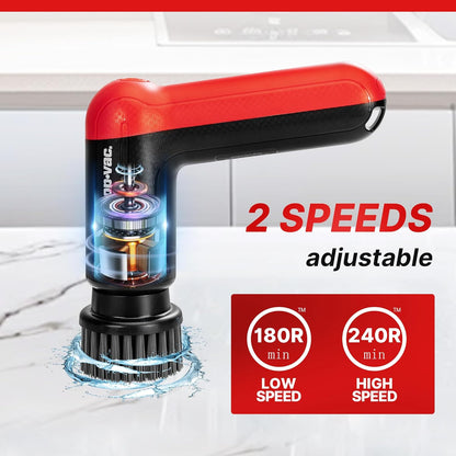 Shop-Vac Cordless Spin Scrubber, 2-Speed (180/240RPM) Electric Cleaning Brush with 5 Multi-Surface Heads, 2000mAh Battery, 60-Min Runtime, for Kitchen & Bathroom
