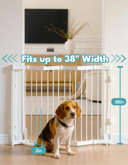 No Pawblems Retractable Safety Gate, Metal Adjustable Dog Gate for Doorways, Stairs & Hallways, Expands to 38" Wide, Auto Retract Design, No Bottom Bar, Black