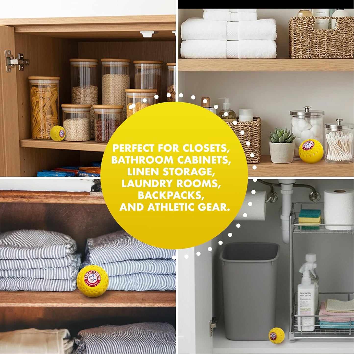 Arm & Hammer OdorBusterz® Odor Eliminator Balls, Sea Breeze, 3 Count – Baking Soda Odor Control for Closets, Drawers, Hampers & Small Spaces