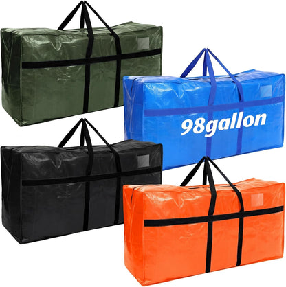 Windyun 4 Pack 57 Gallon Extra Large Moving Bags XXL Heavy Duty Storage Bag with Strong Zipper Handle Jumbo Big Tote Box Foldable for College Dorm Travel Clothes Duffle Blanket Pillow(Red)
