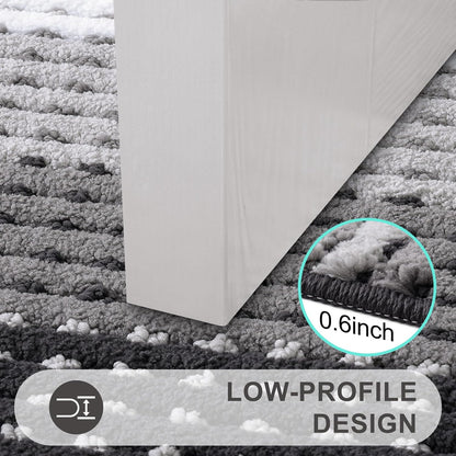 Kitinjoy Indoor Outdoor Door Mat, 32x20 Non-Slip Absorbent Dirt Trapper, Low-Profile Washable Inside Entrance Front Floor Mat, Sturdy Soft Entry Doormats for Entryway, Grey