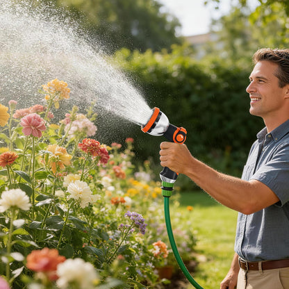 Besiter Garden Hose Nozzle Sprayer: 2 Pack 10 Watering Patterns Spray Nozzles Heavy Duty Metal Hose Head Hose Attachment, Thumb Control On Off Valve