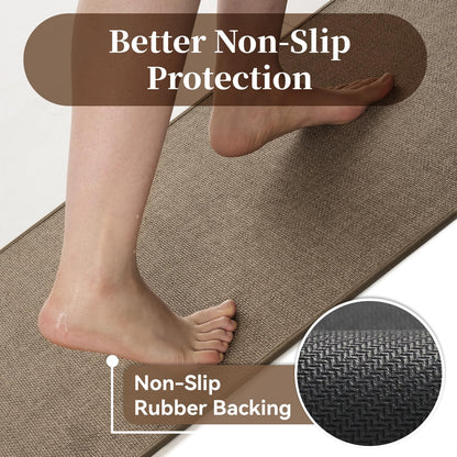 MontVoo Bath Mat Rug-Ultra Thin Non Slip Bath Mats for Bathroom Mat Quick Dry, Rubber Backing Washable Bathroom Rugs Fit Under Door, Absorbent Bath Rugs for Floor,17"x24",Khaki