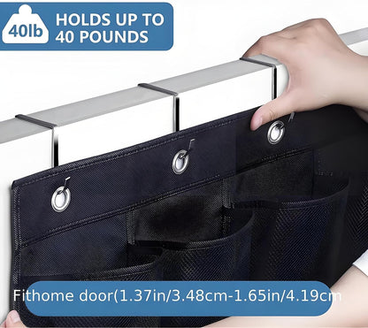 Meolsaek Over Door Shoe Organizer with 24 Breathable Mesh Pockets, Shoe Holder for Door with 4 Metal Hooks, Back of Door Shoe Organizer for Closet, Bedroom, Bathroom, Pantry (Grey - 24)