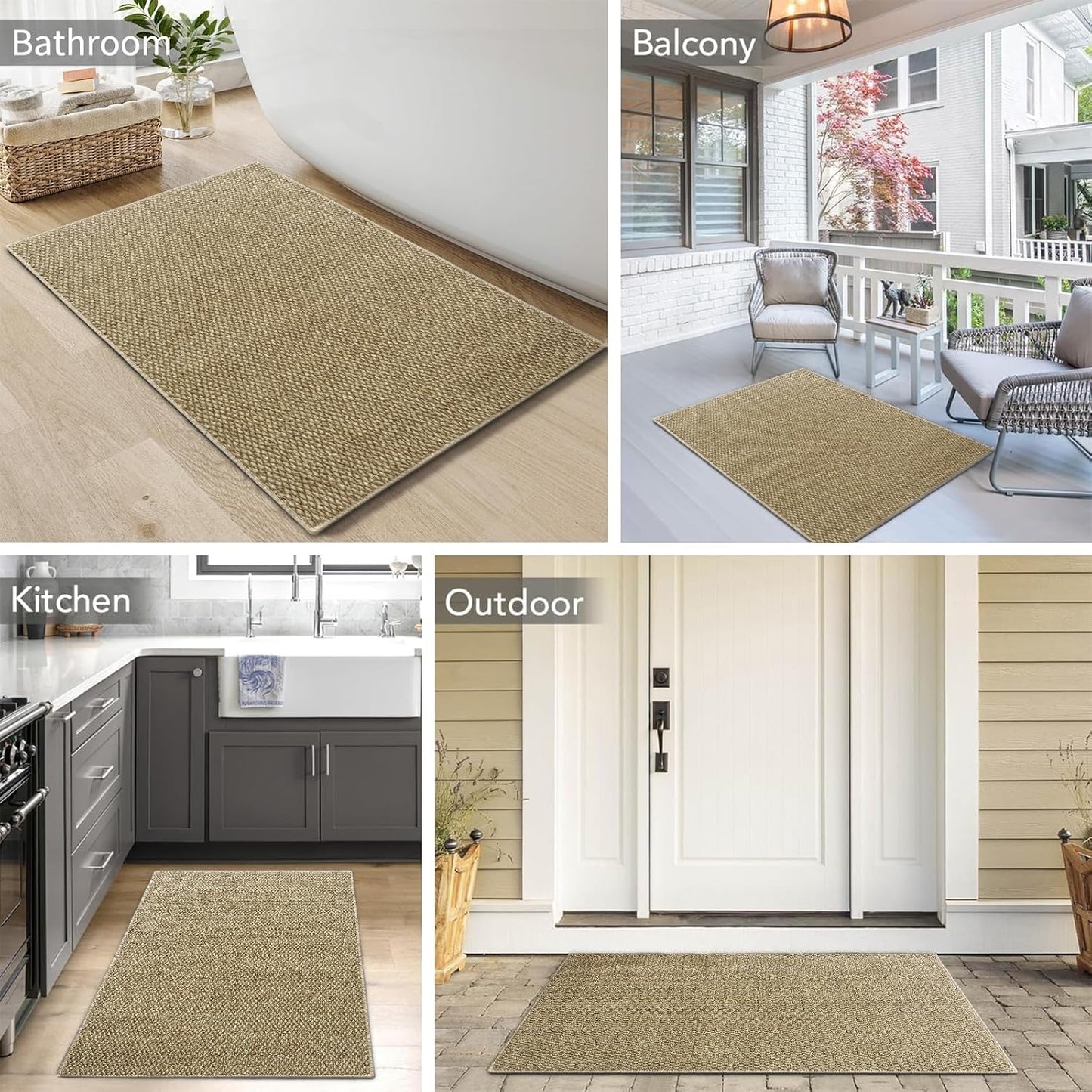 Indoor Door mat 17“ x 30”, Dirt Trapper Door Mat, Non-Slip Washable Entrance Mat, Dirt Resistant and Absorbent Welcome Mat,Low-Profile Doormat for Entryways, Front Doors, and Indoor Entrances, White