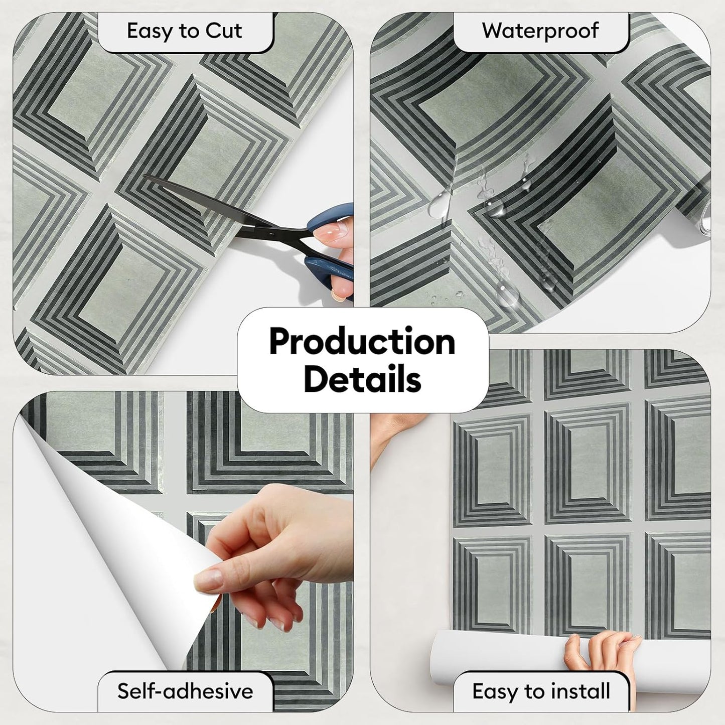 17"x118" Peel and Stick Wallpaper for Renter Friendly, Removable Wallpaper Peel and Stick, Self-Adhesive Textured Contact Paper for Walls, Cabinets, Countertops(Geometric Clay)