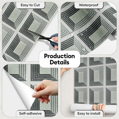 17"x118" Peel and Stick Wallpaper for Renter Friendly, Removable Wallpaper Peel and Stick, Self-Adhesive Textured Contact Paper for Walls, Cabinets, Countertops(Geometric Clay)