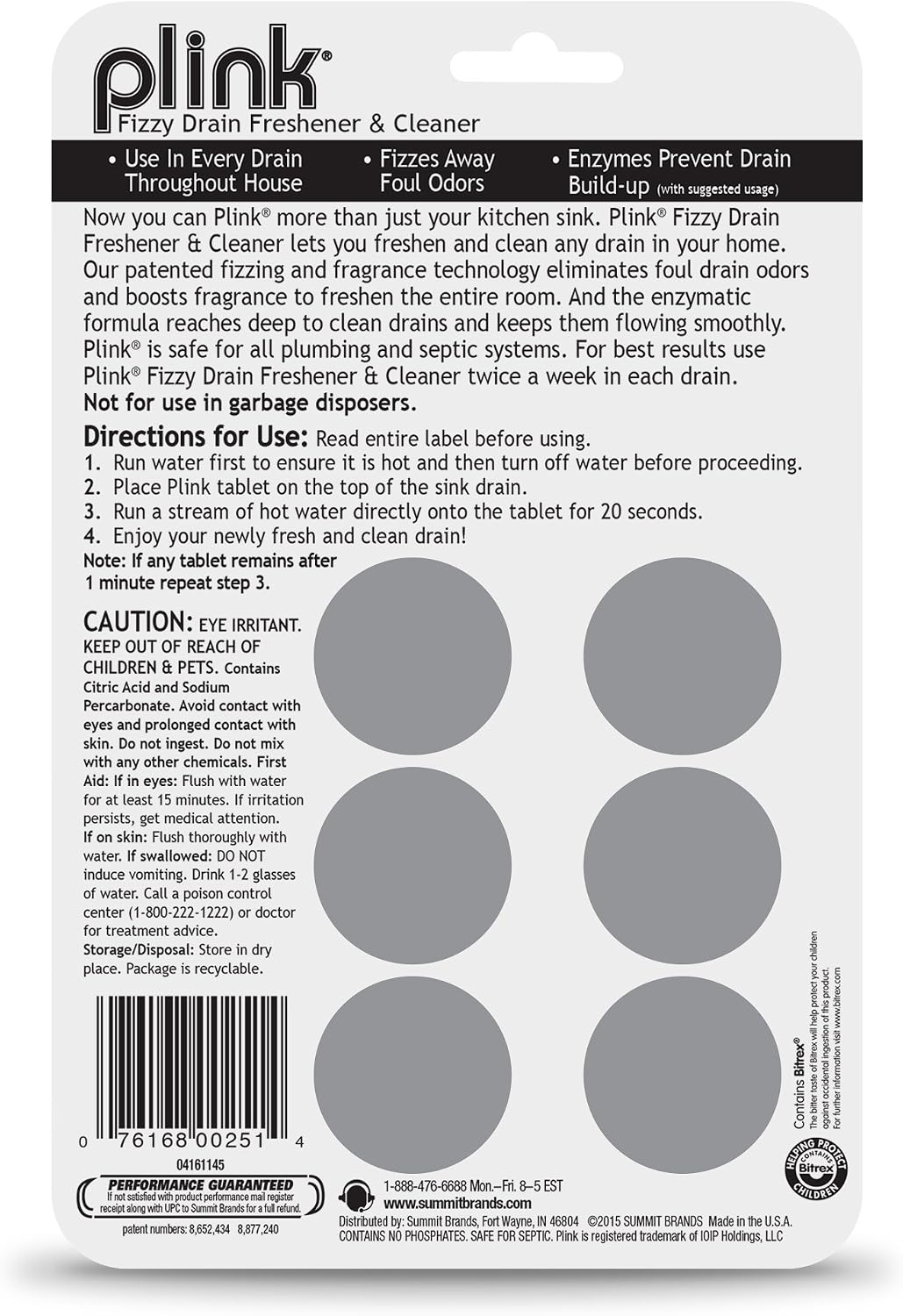 Plink Fizzy Drain Cleaner, 6 Count (Pack of 2), Lemon Scent