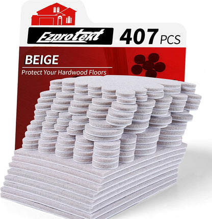 Ezprotekt Felt Furniture Pads for Hardwoods Floors, 440 PCS Self Adhesive Felt Pads for Chairs, Cuttable Anti-Scratch Furniture Feet Floor Protectors for Chair Sofa Bed Table Cabinet (Black)
