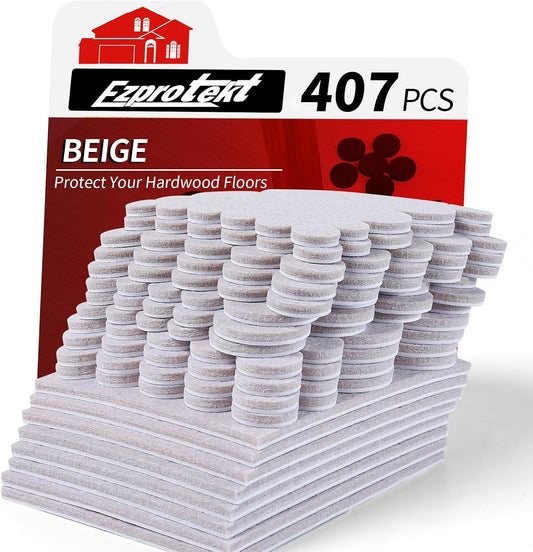 Ezprotekt Felt Furniture Pads for Hardwoods Floors, 440 PCS Self Adhesive Felt Pads for Chairs, Cuttable Anti-Scratch Furniture Feet Floor Protectors for Chair Sofa Bed Table Cabinet (Black)