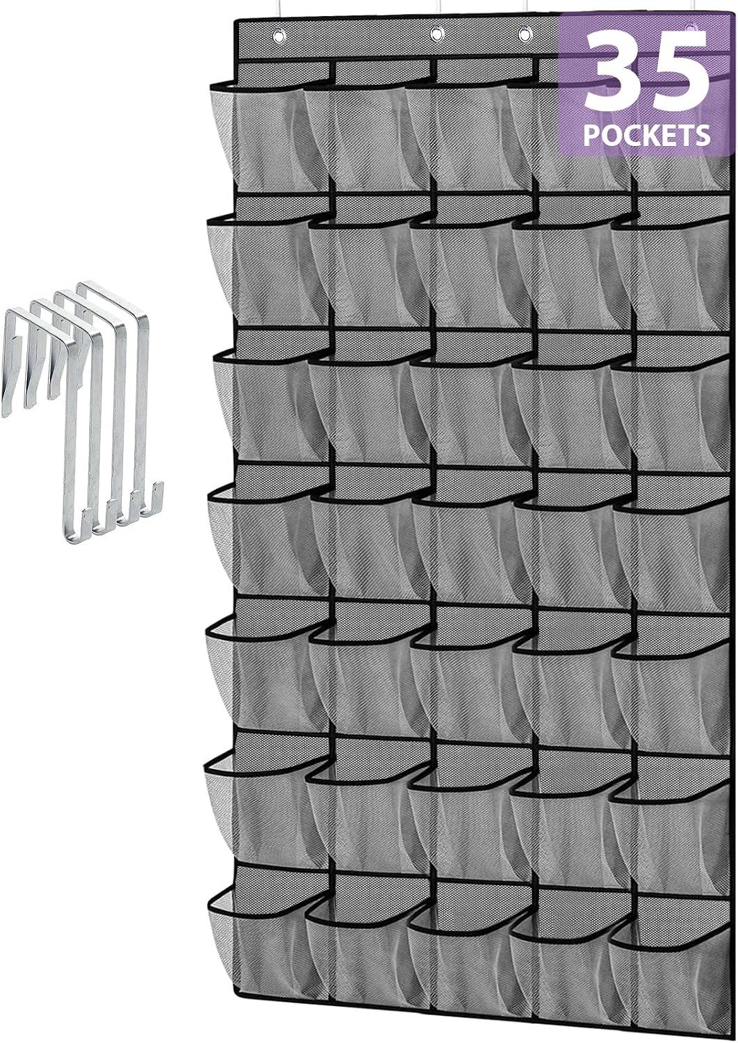 homyfort Over the Door Shoe Organizer, Hanging Shoe Rack Storage Holder with 24 Large Pockets for Closet Door, Men Women Kids Shoes, Cruise (Black)