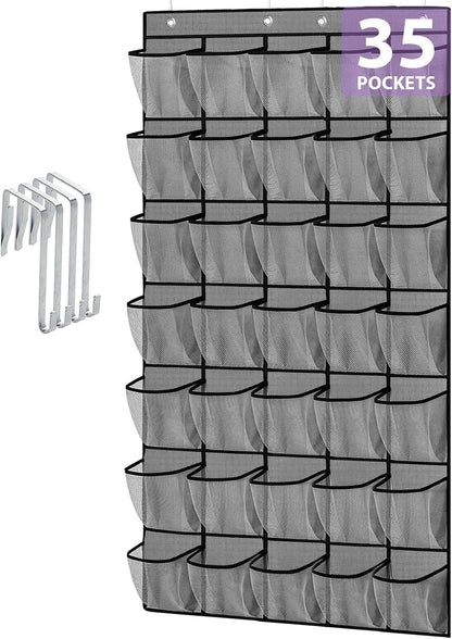 homyfort Over the Door Shoe Organizer, Hanging Shoe Rack Storage Holder with 24 Large Pockets for Closet Door, Men Women Kids Shoes, Cruise (Black)