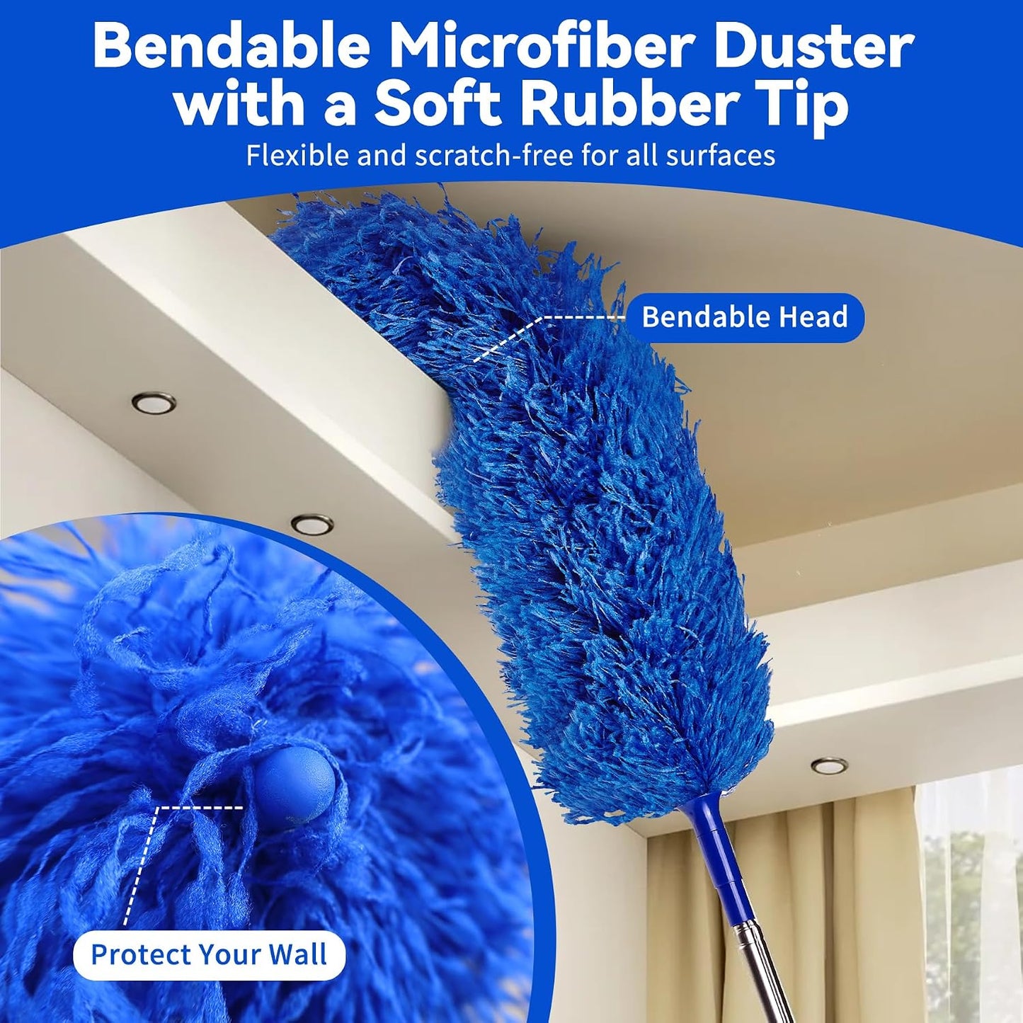 Dusters for Cleaning, Duster with Extension Pole 5 in 1 Kit, Cobweb Duster, Long Dusters for High Ceilings, Microfiber Dusters for Ceiling Fan, Blinds and Furniture