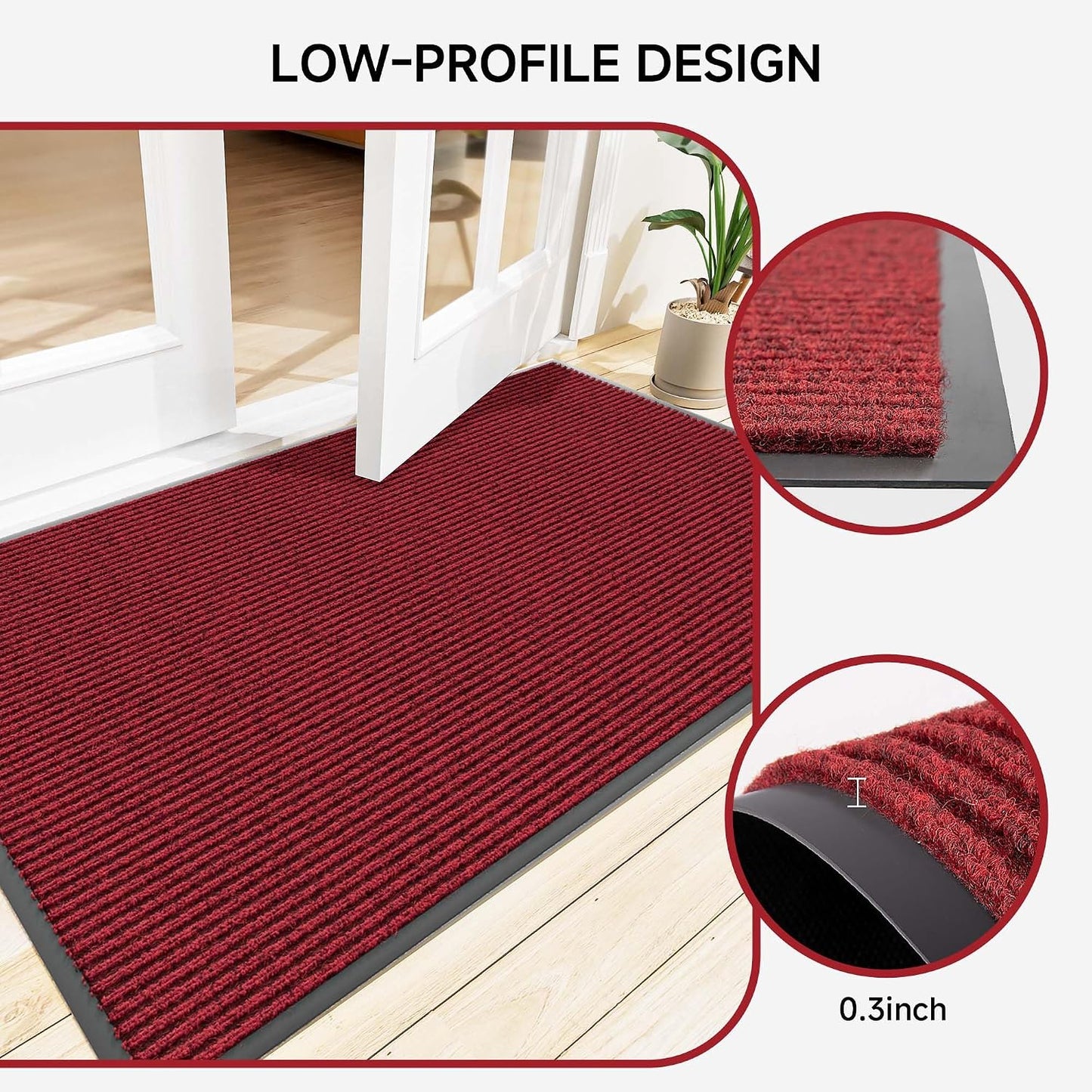 100pointONE Durable Front Door Mat, Heavy Duty Indoor Outdoor Doormat, 48” x 36” Low Profile Outdoor Mats for Home Entrance, Stain and Fade Resistant Shoe Scraper Mat, Ideal for High Traffic Area