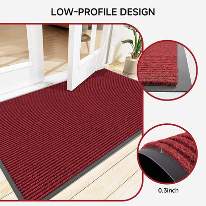 100pointONE Durable Front Door Mat, Heavy Duty Indoor Outdoor Doormat, 48” x 36” Low Profile Outdoor Mats for Home Entrance, Stain and Fade Resistant Shoe Scraper Mat, Ideal for High Traffic Area