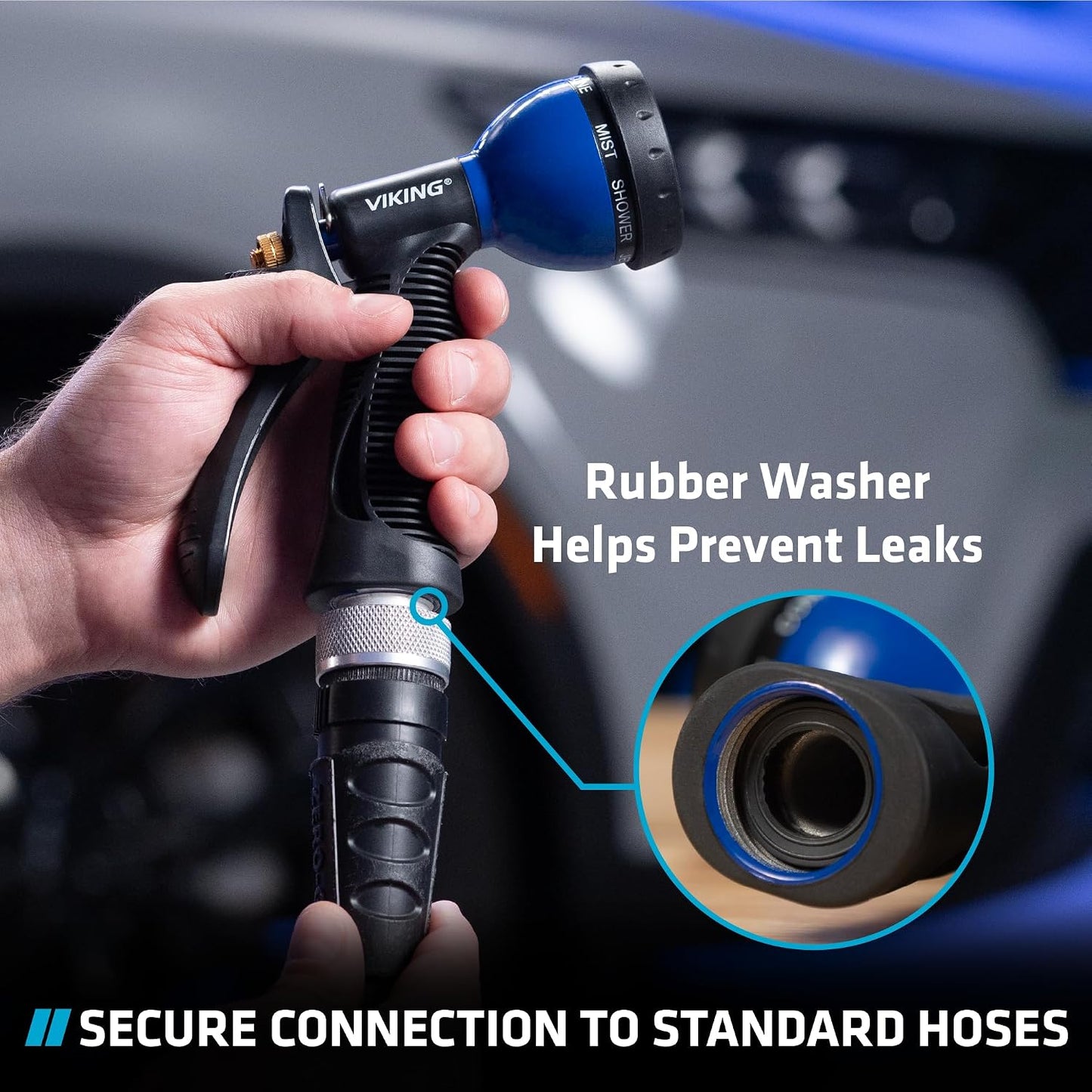 VIKING Hose Nozzle, Garden Hose Nozzle with 8 Spray Patterns, Adjustable and Heavy Duty for Washing Car, Watering Plants, Washing Pets, and Home Use
