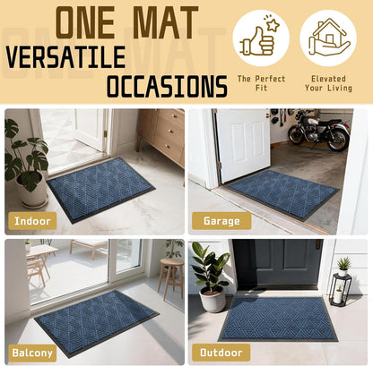 Yimobra Front Door Mat Outside Entrance 29.5x17, Waterproof Heavy Duty Outdoor Mats for Front Door, Non Slip Rubber Entry Mat for Garage Patio Indoor, Grey