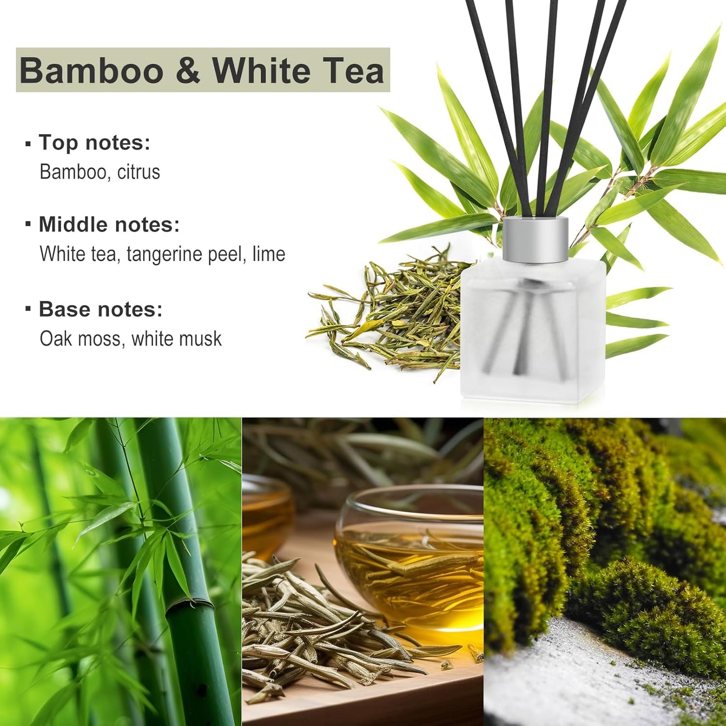 3-Pack Reed Diffuser Set, Linen/Citrus/Bamboo White Tea Scented Oil, Forest Aroma Essential Oils with Diffuser Sticks, Long Lasting Bathroom Air Freshener, Home Fragrance for Room Decor