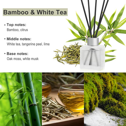 3-Pack Reed Diffuser Set, Linen/Citrus/Bamboo White Tea Scented Oil, Forest Aroma Essential Oils with Diffuser Sticks, Long Lasting Bathroom Air Freshener, Home Fragrance for Room Decor