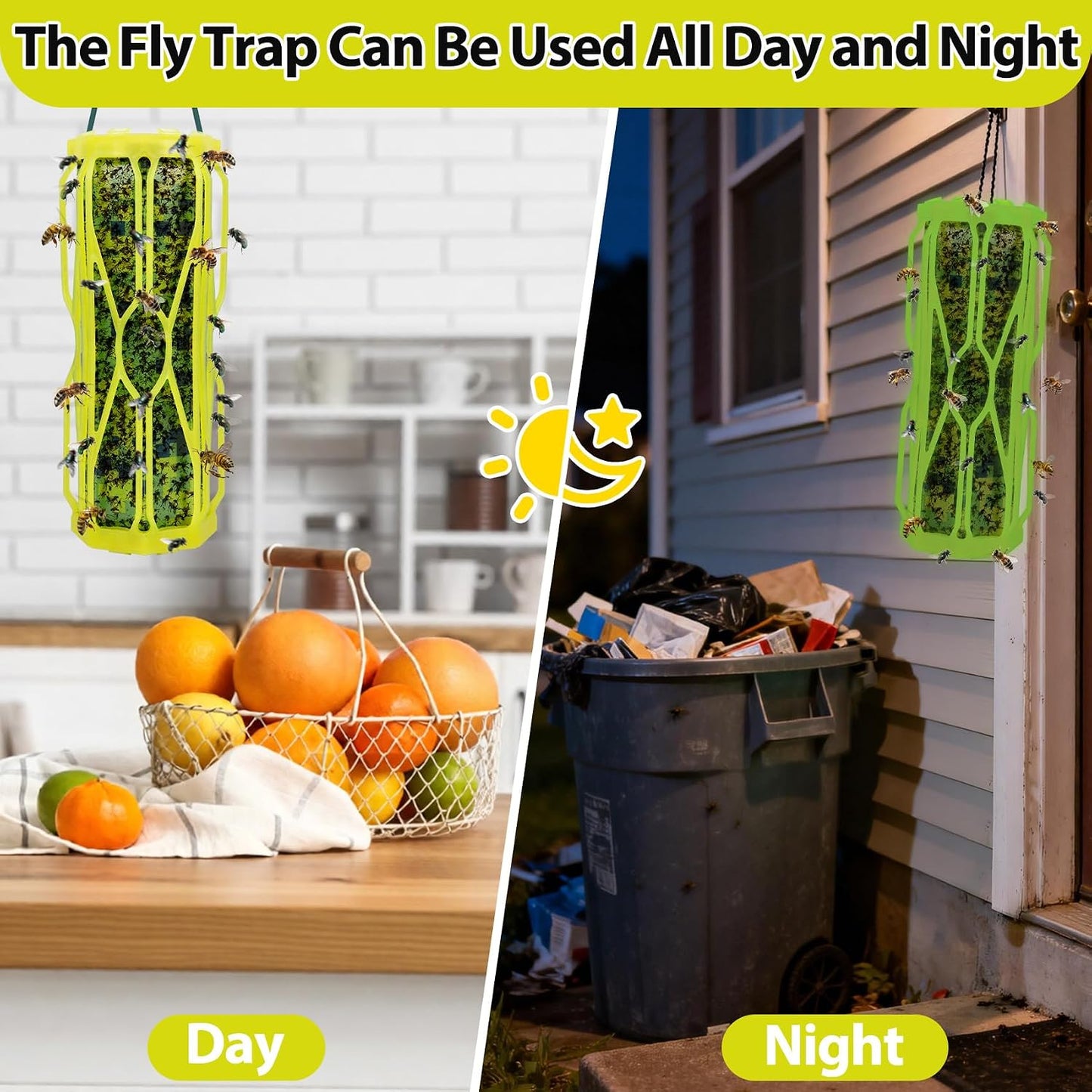2 Pack Ranch Wasp Trap Outdoor Hanging with Fluorescent, Wasp Trap Carpenter Bee Traps for Outside, Wasp Fly Catcher Fly Traps Killer Hunter for Hornet, Gnat, Mosquito, Flying Insect