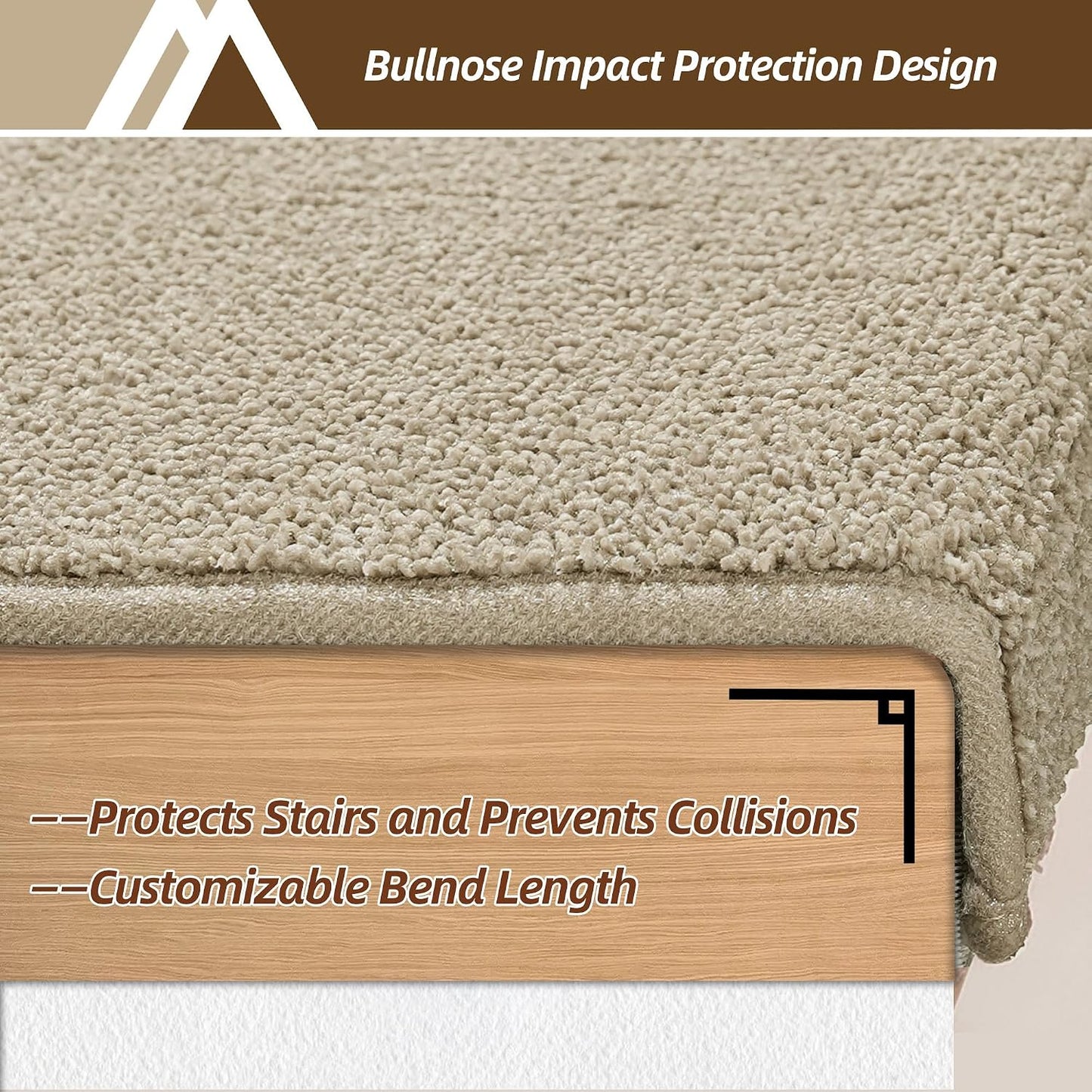 COSY HOMEER Bullnose Carpet Stair Treads, Peel and Stick Non-Slip Stair Treads for Wooden Steps, 11" x 30" Indoor Stair-Runner Rugs (4Pc, Gray)