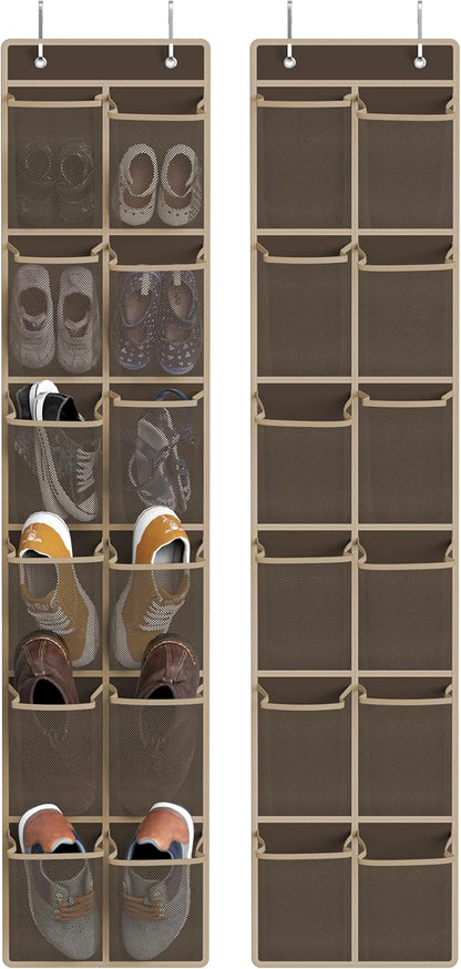 Simple Houseware 24 Pockets - 2PK 12 Large Pockets Over Door Hanging Shoe Organizer, Grey