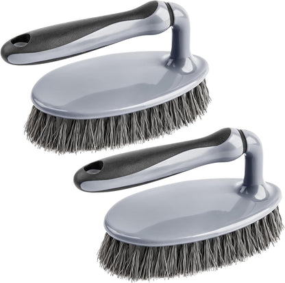MR.SIGA Heavy Duty Scrub Brush with Comfortable Grip, Cleaning Brush for Bathroom, Shower, Sink, Floor, 2-Pack
