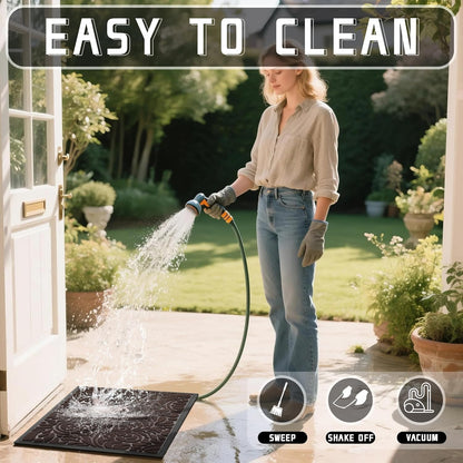 Yimobra Front Door Mat Outside Entrance, Waterproof Sturdy Retro Outdoor Mat, Heavy Duty Non-Slip Doormat for Garage Patio Entryway Indoor, Easy Clean, 29.5x17, Grey