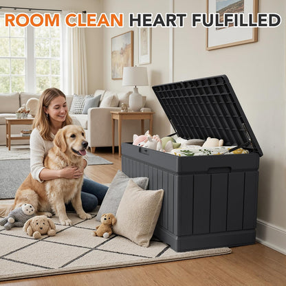 32 Gallon Deck Box Outdoor Indoor Waterproof Storage Box for Patio Furniture, Pool Accessories, Garden Tools, and Cushion Storage, Black