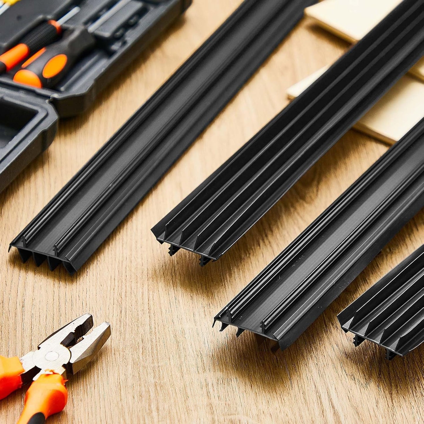 Pushglossy 2 Pcs 32inch Replacement Door Bottom with Vinyl Fins 1 3/4" Wide Threshold Seal Bottom of Door Weatherstrip Kerf Weather Stripping for 7/8" Between Barbs(Black)
