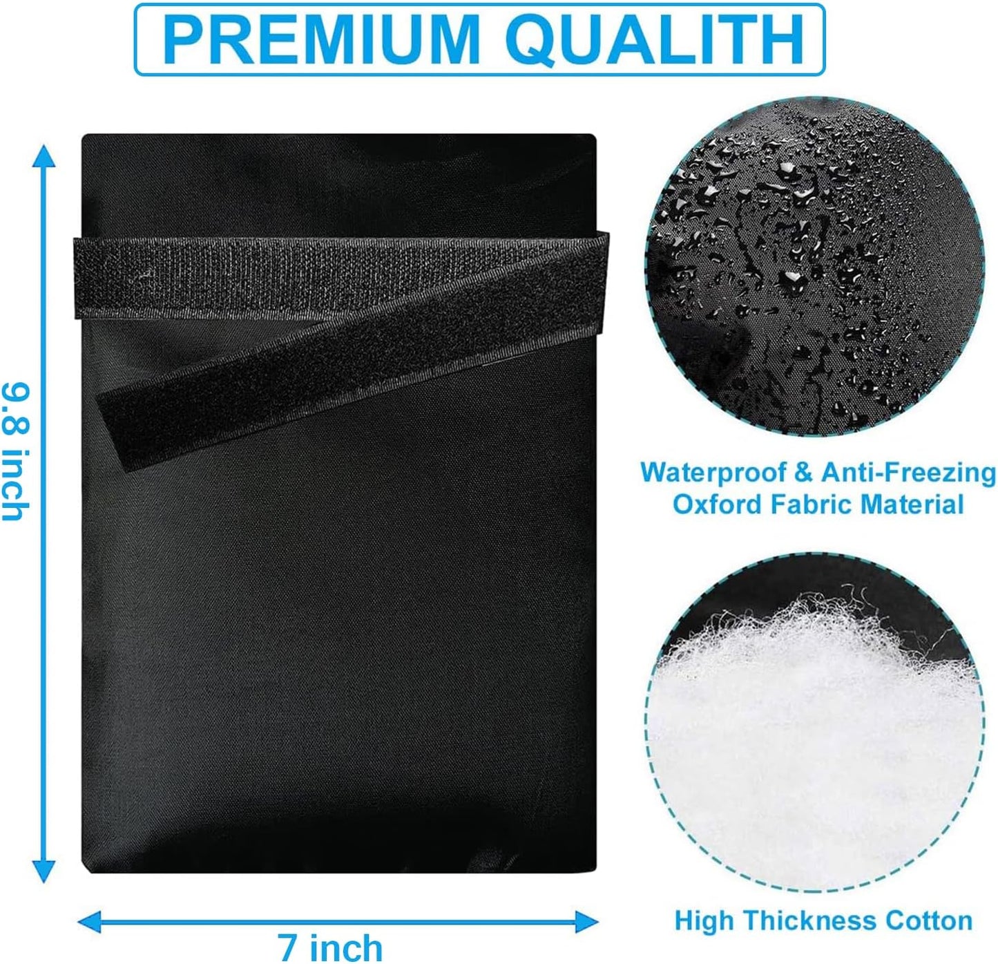 Outdoor Faucet Covers for Winter, Actgan 8.3"H x 6"W Thickened Outside Garden Faucet Socks for Freeze Protection, Reusable Insulated Faucet Covers, 2 Pack, Black