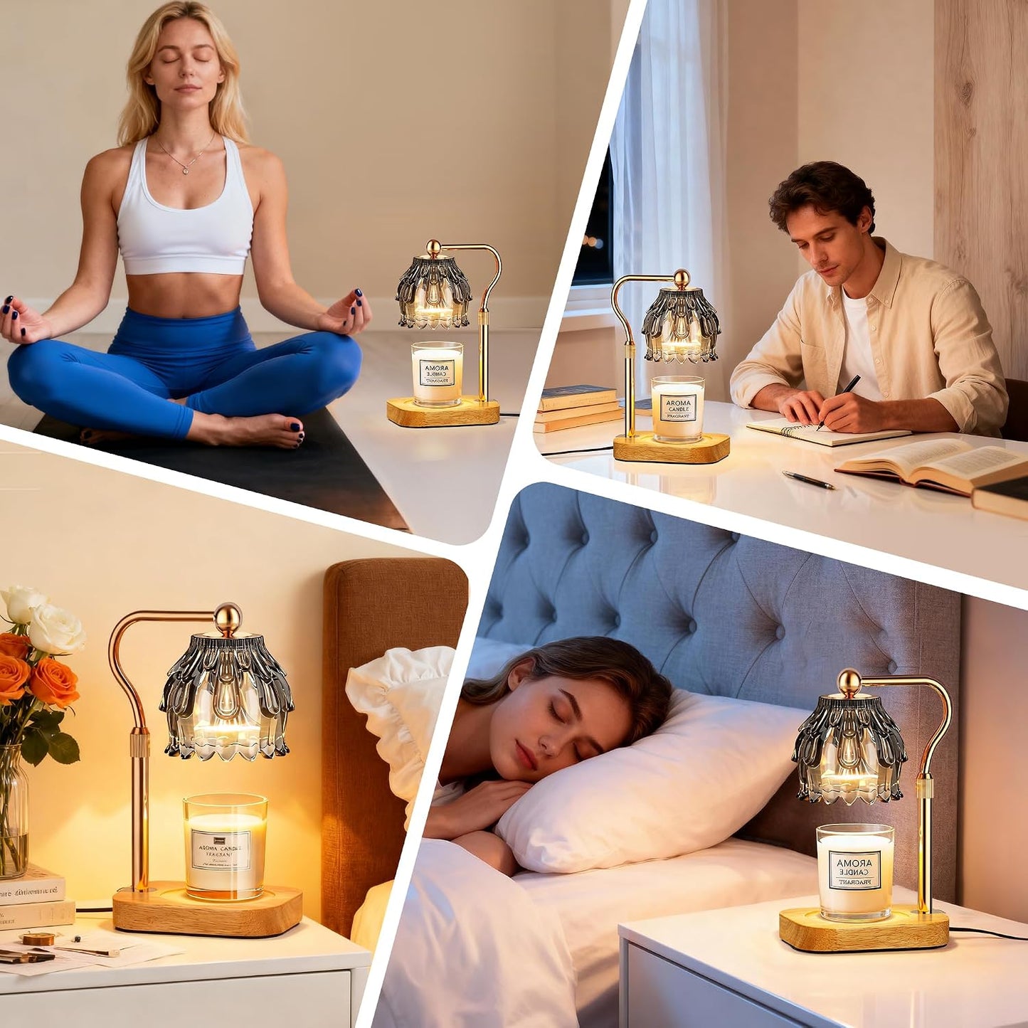 Candle Warmer Lamp with Timer Dimmer - Birthday Gift for Women Mom, Electric Wax Melter Warmer Adjustable Height for Jar Candles Housing Warming Home Decor