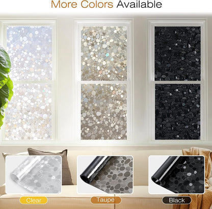 rabbitgoo Window Privacy Film, Frosted Glass Window Clings, Static Cling UV Heat Blocking Door Stickers for Home Bathroom, Removable Indoor Decal Coverings Day and Night, Pure, 17.5 x 78.7 Inches