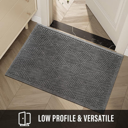 HIYARD Sturdy Front Door Mat, Absorbent Muddy Dirt Resist Welcome Door Mats Outdoor Indoor, Stain and Fade Resistant, Non-Slip Rubber Backing Low Profile Doormat for Entryway, 30×17, Beige