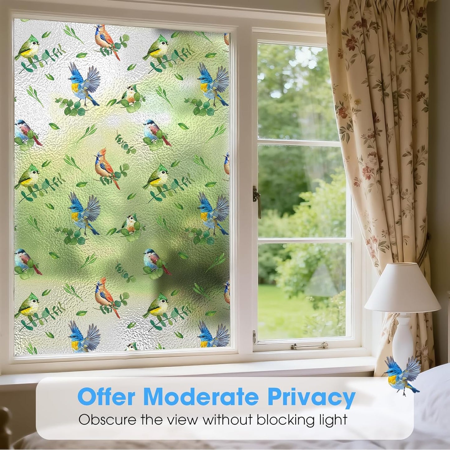 Frosted Window Privacy Film - Brushed Silver Static Cling Glass Film for Bathroom, Day and Night Door Privacy Film Window Cover to Stop Dog Barking, 17.5x78.7 Inch, Pure
