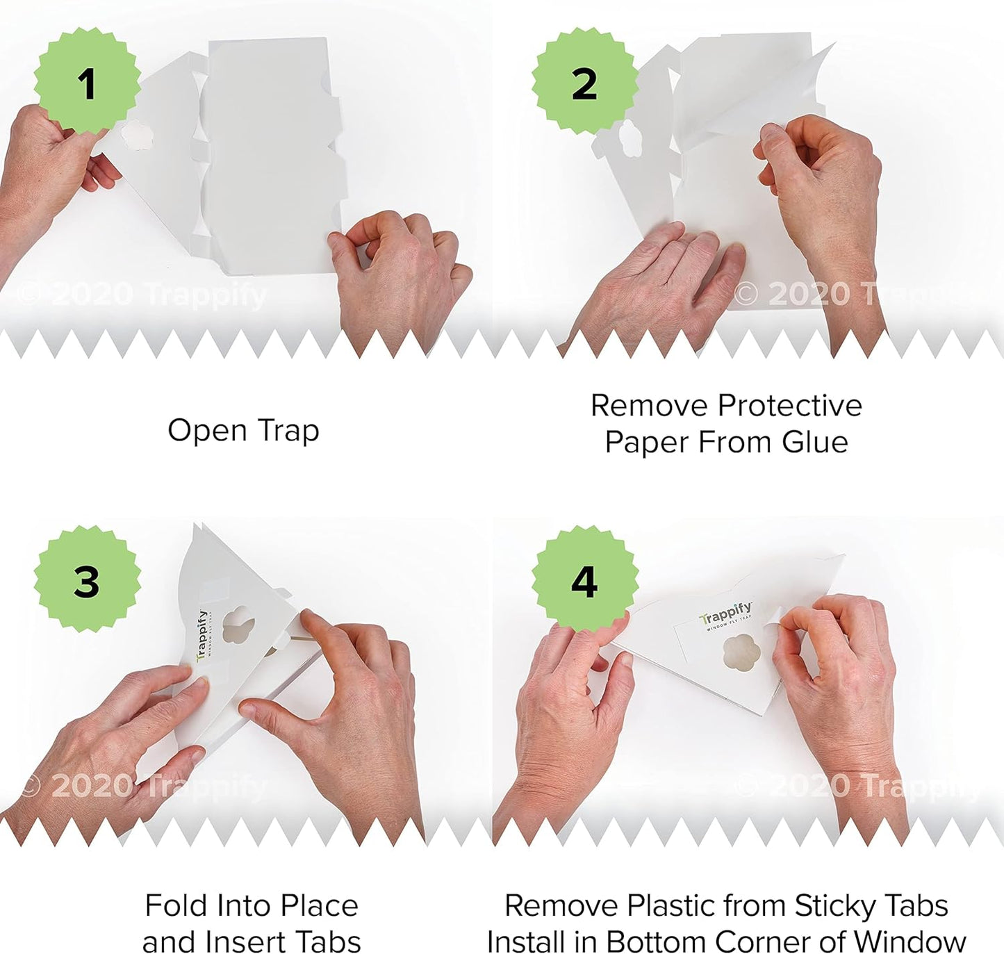 Trappify Window Fly Trap Indoor | Fruit Fly Traps for Indoors | Gnat Traps for House Indoor | Disposable Trap with Sticky Adhesive Strips | Bug Catchers (4 Pack)