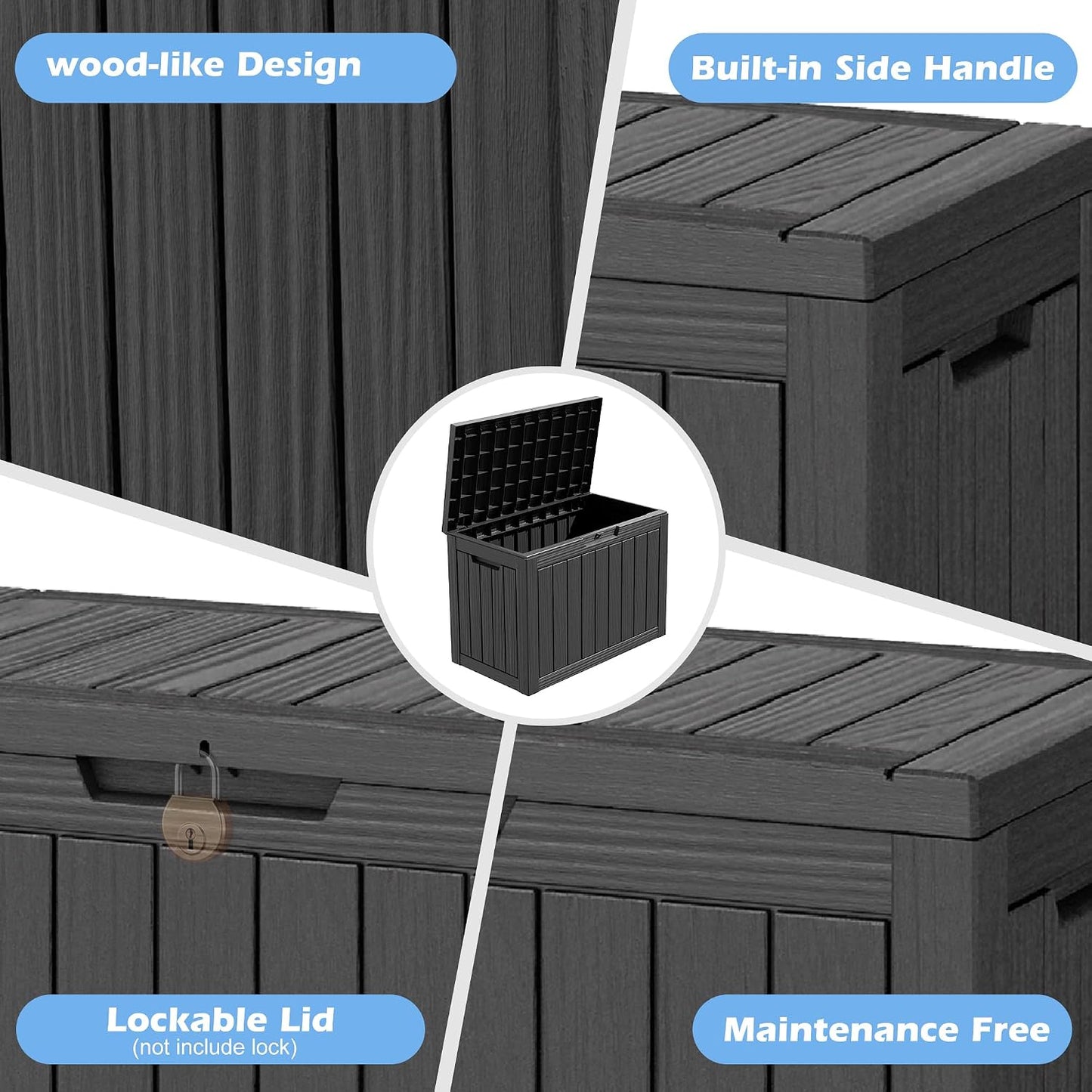 Outdoor Storage Box, 31 Gallon Resin Deck Boxes Outdoor Waterproof For Patio Furniture, Garden Tools, Pool Supplies, Lockable And UV Resistant (Rattan Gray)
