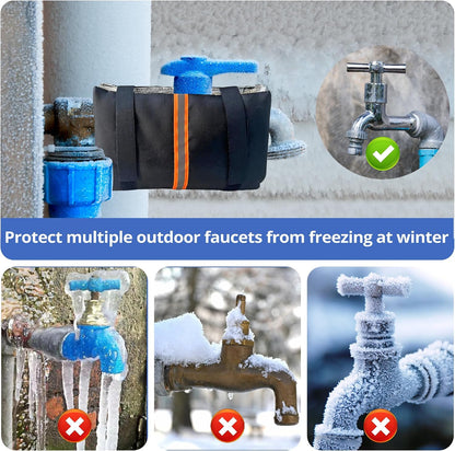 Outdoor Faucet Cover for Winter Freeze Protection with Reflective Strip, Reusable &Waterproof Water Faucet Insulation Wrap for Garden Outside (4PCS Faucets)