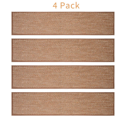Carpet Stairs Runner for Wood Stairs, 30"x 30",Reusable Washable Self-Stick Stair Treads, for Indoor Steps, Non Slip for Kids Elders and Pets Stair Mats Residue Free, Beige 1-Pack