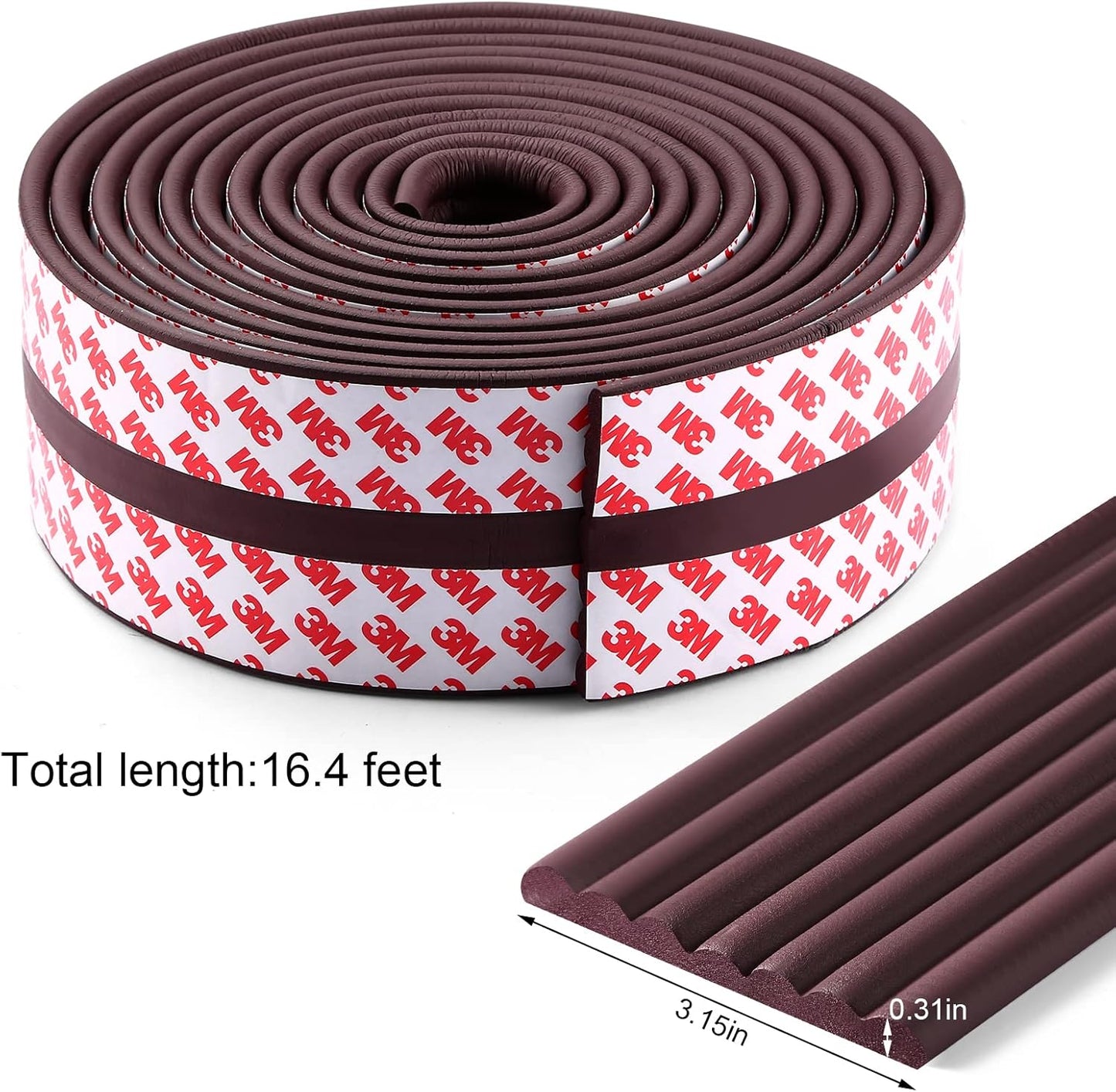Baby Proofing Edge Corner Protector, 16.4 ft Edge Guards Padding with 3M Adhesive, Extra-Wide Soft Rubber Foam Padding, Furniture,Sharp Edge Safety Corner Edge Bumper Guard-Brown