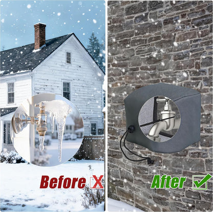 2 Pack Foldable Outdoor Faucet Covers, 6.3”H x 7”W Reusable Spigot Cover | Enlarge Frost Free Insulated Faucet Socks for Winter Freeze Protection, Waterproof Hose Bib Covers for Wall Taps Outside