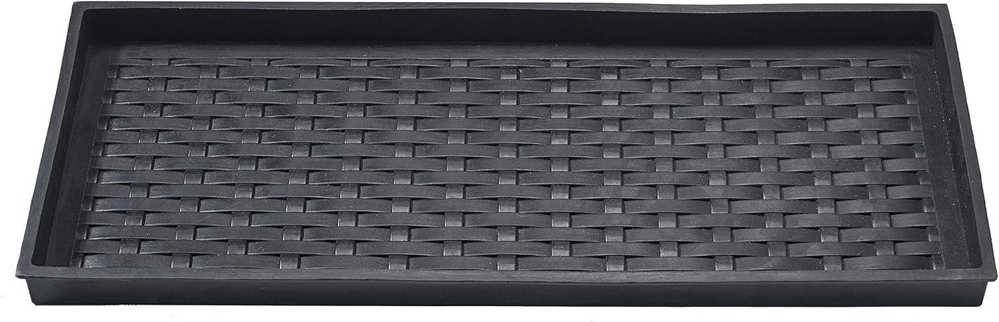 HF by LT Jumbo Basketweave Deluxe Rubber Boot Tray, 34 x 14 inches, Heavy Duty Vulcanized Rubber Design, One-Piece Seamless Construction, Year Round Use Indoors or Outdoors, Black