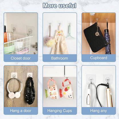 Ninth Five 30 Pack Adhesive Wall Hooks for Hanging Heavy Duty 33 lbs Hooks ， No Drill, Towel Sticky Clear Hook Waterproof,usde for Bathroom, Shower, Outdoor, Kitchen, Door, Home Improvement