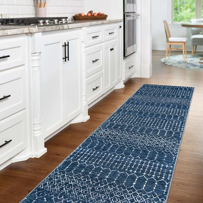 Lahome Moroccan Entry Rug 2x3, Non-Slip Washable Front Indoor Door Mat Rubber Backing Low-Profile Door Rugs, Small Geometric Print Distressed for Entryway Bathroom Kitchen, Black Hana