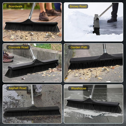 Push Broom Outdoor Heavy Duty,Masthome 24" Push Broom with Stiff Bristles,Heavy Duty Garden Broom,Outdoor Stiff Sweeping Broom for Garage Yard Patio Deck Concrete Wood Stone Floors Scrub and Cleaning