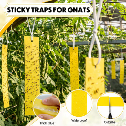 250 Pack Yellow Sticky Fly Traps for Gnats Indoor Outdoor with Twist Ties Double Sided Hanging Fly Paper Strips for Plant Insect Mosquitoes Fruit Flies Garden Farm Kitchen (2 x 10 Inch)