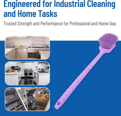 SPARTA 20" Floater Scrub Brush with Long Handle, Oil-Resistant Polyester Bristles, Multiple Trim Angles, Foam-Injected Polymer Block, Commercial Cleaning Tool, Orange